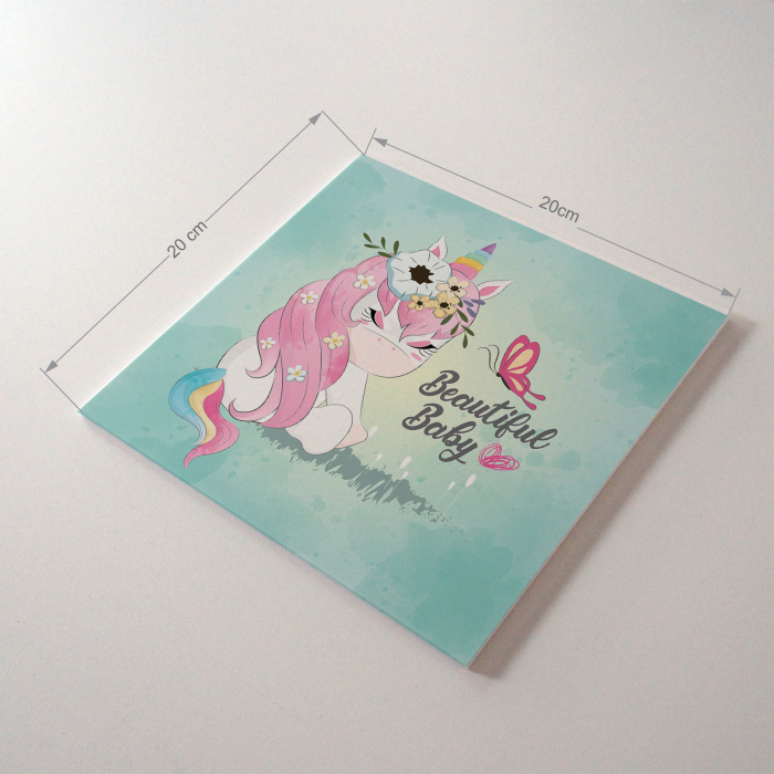 Tablou panou PVC cu desene pentru camera copiilor, Cute Unicorn Sitting Back Side [4]