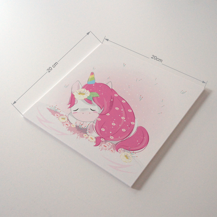Tablou panou PVC cu desene pentru camera copiilor, Cute Unicorn Sleeping on the Ground [4]