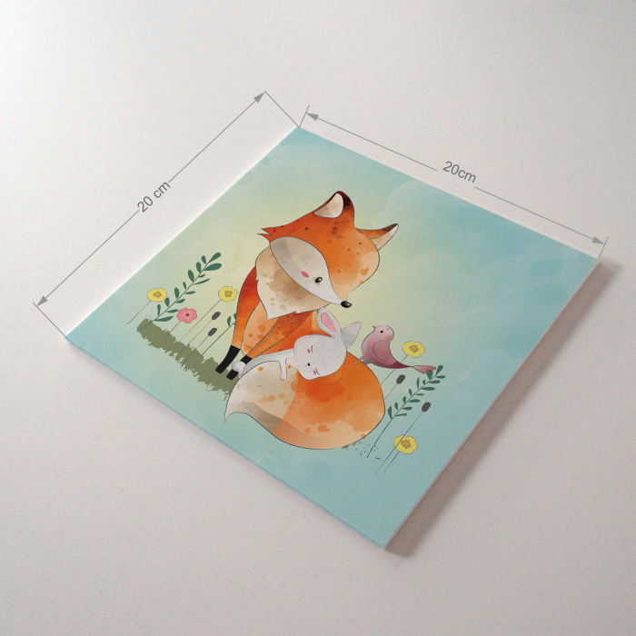 Tablou panou PVC cu desene pentru camera copiilor, Fox and His Friends [4]