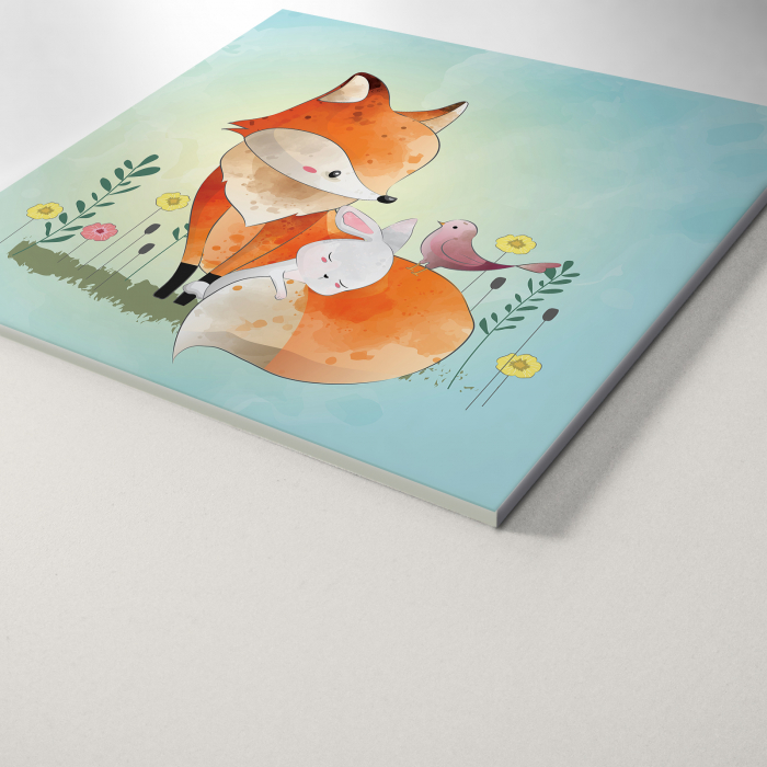 Tablou panou PVC cu desene pentru camera copiilor, Fox and His Friends [3]