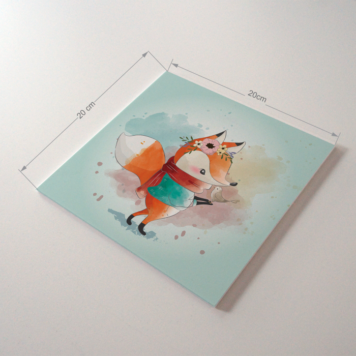 Tablou panou PVC cu desene pentru camera copiilor, Little Fox and His Friend [4]