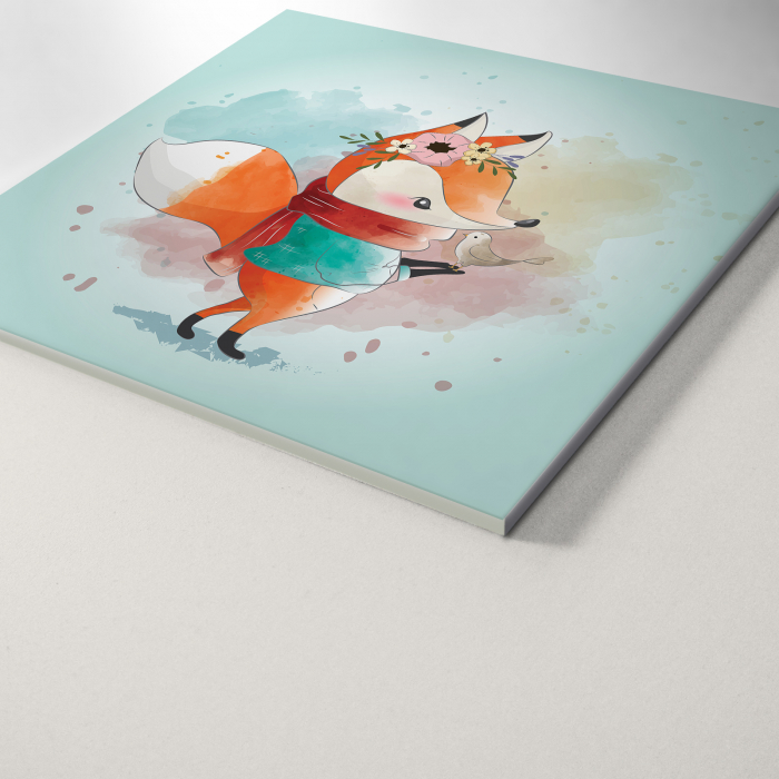 Tablou panou PVC cu desene pentru camera copiilor, Little Fox and His Friend [3]