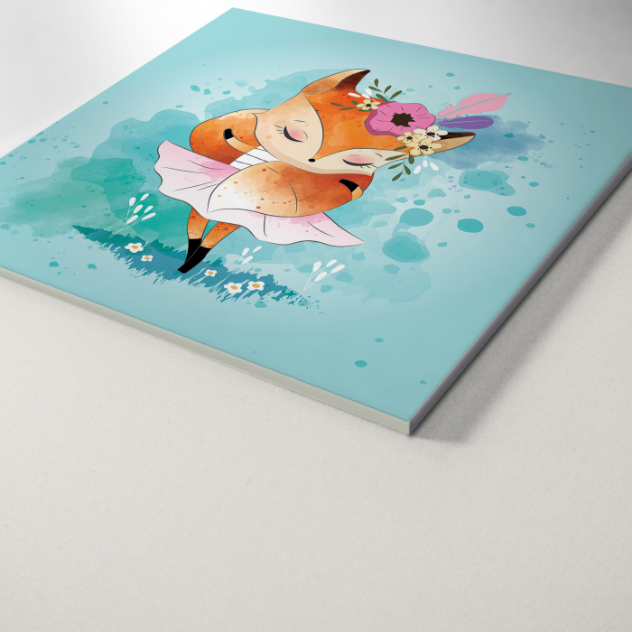 Tablou panou PVC cu desene pentru camera copiilor, Little Fox with Its Tail Scarf [4]