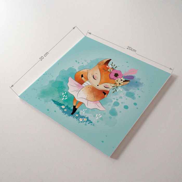 Tablou panou PVC cu desene pentru camera copiilor, Little Fox with Its Tail Scarf [5]