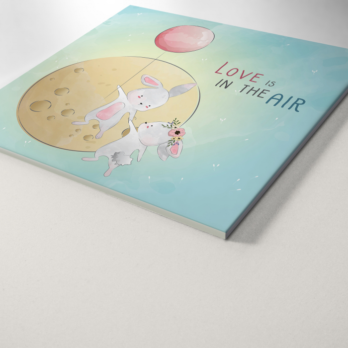 Tablou panou PVC cu desene pentru camera copiilor, Love is in the air bunny love [2]