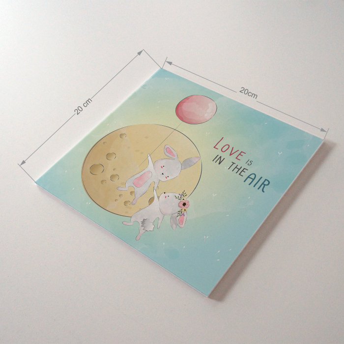 Tablou panou PVC cu desene pentru camera copiilor, Love is in the air bunny love [3]