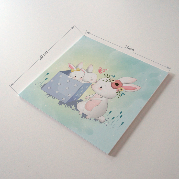 Tablou panou PVC cu desene pentru camera copiilor, Mommy and Kids Bunny [3]