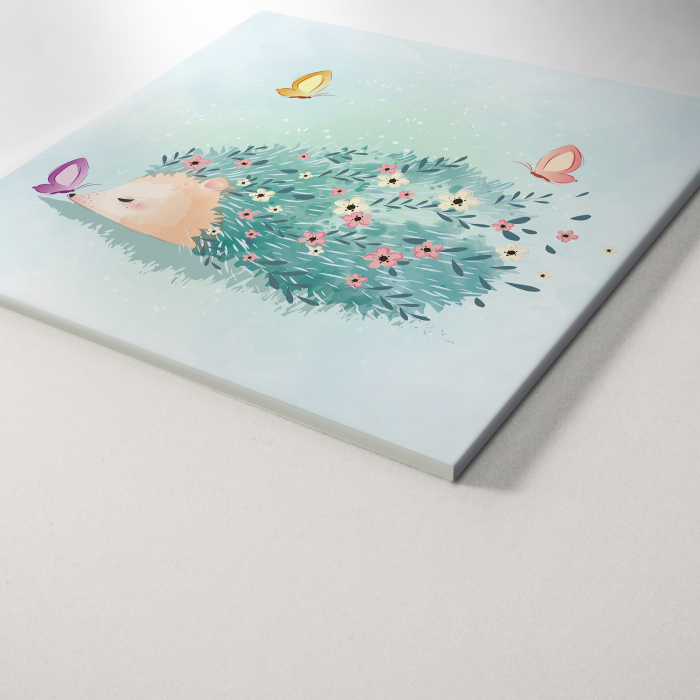 Tablou panou PVC cu desene pentru camera copiilor, Spring Hedgehog & Butterflies [2]