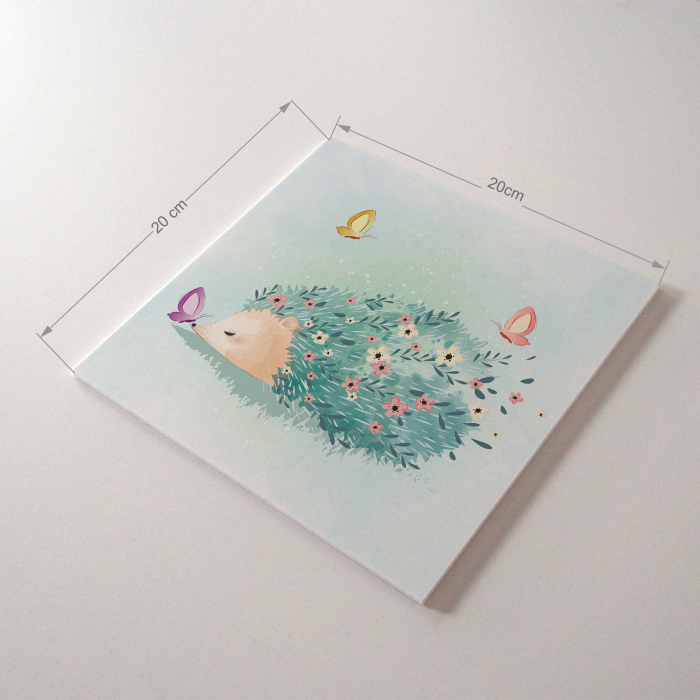 Tablou panou PVC cu desene pentru camera copiilor, Spring Hedgehog & Butterflies [3]