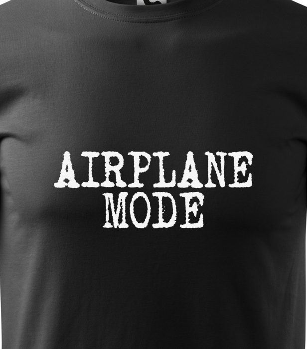 Tricou alb/negru cu mesaj, Airplane Mode [2]