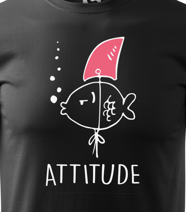 Tricou alb/negru cu mesaj, Attitude [2]