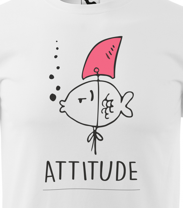 Tricou alb/negru cu mesaj, Attitude [2]