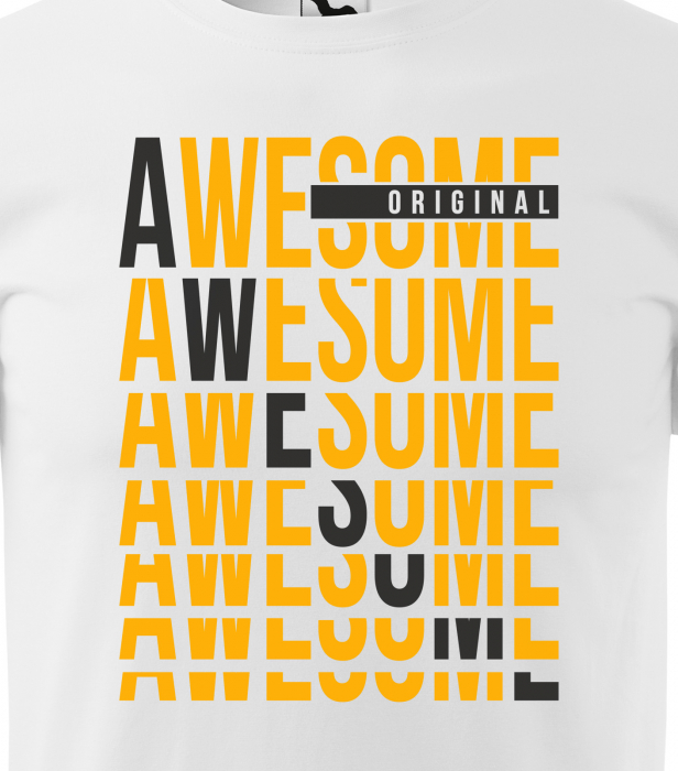 Tricou alb/negru cu mesaj, Awesome [2]