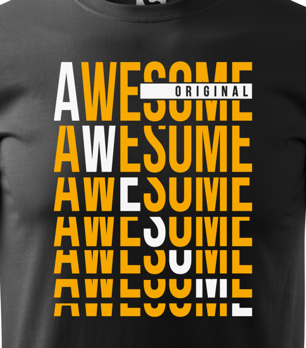Tricou alb/negru cu mesaj, Awesome [2]