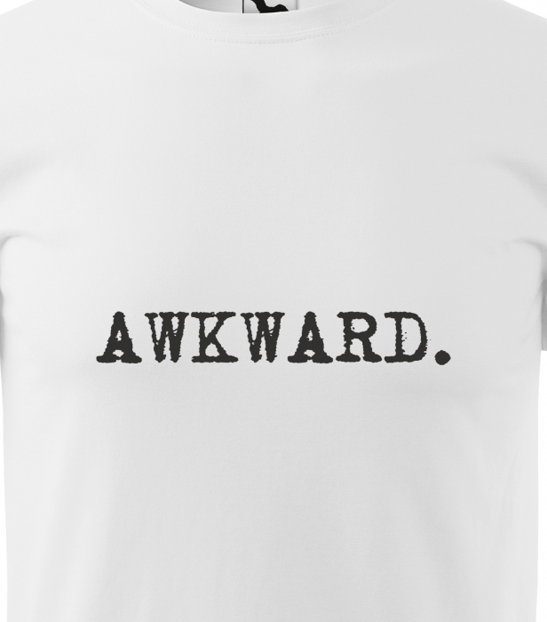 Tricou alb/negru cu mesaj, Awkward [2]