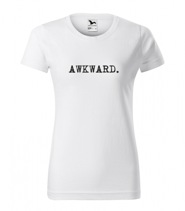Tricou alb/negru cu mesaj, Awkward [1]