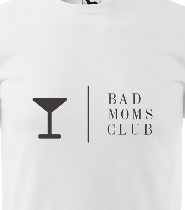 Tricou alb/negru cu mesaj, Bad Moms Club [2]