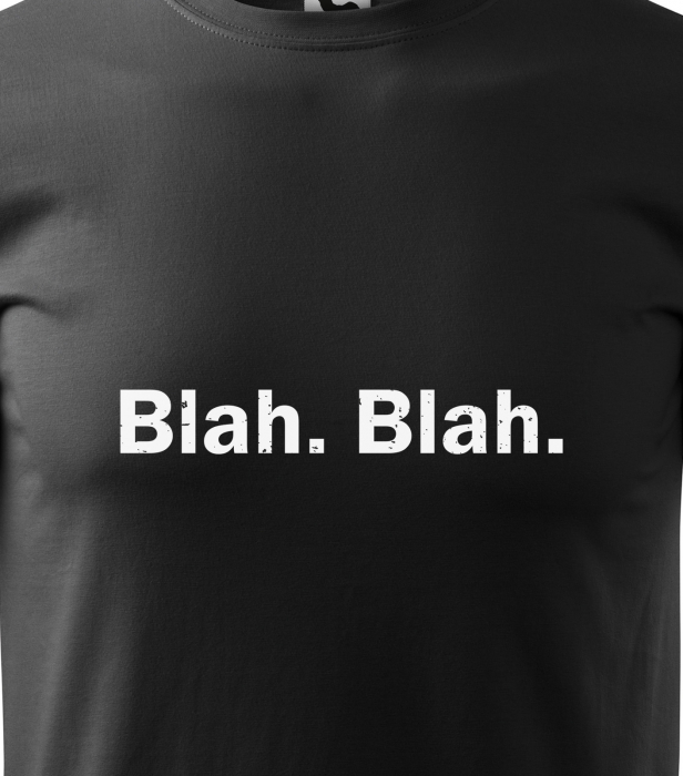 Tricou alb/negru cu mesaj, Blah, Blah [2]