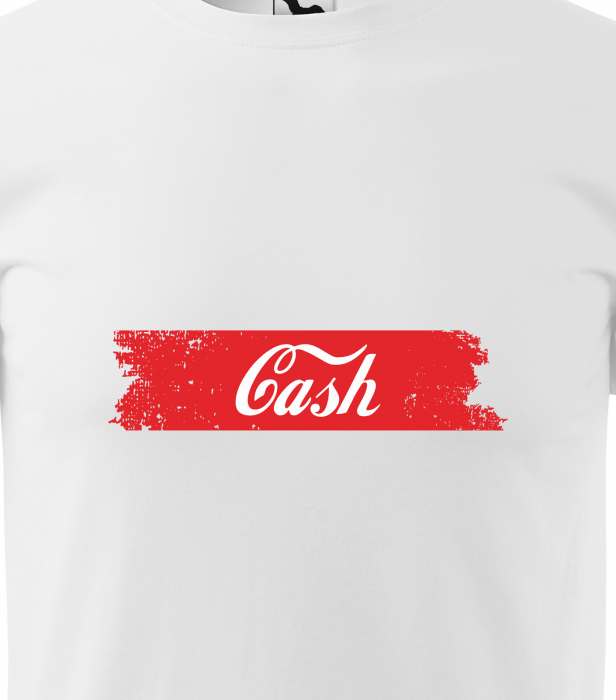 Tricou alb/negru cu mesaj, Cash [2]