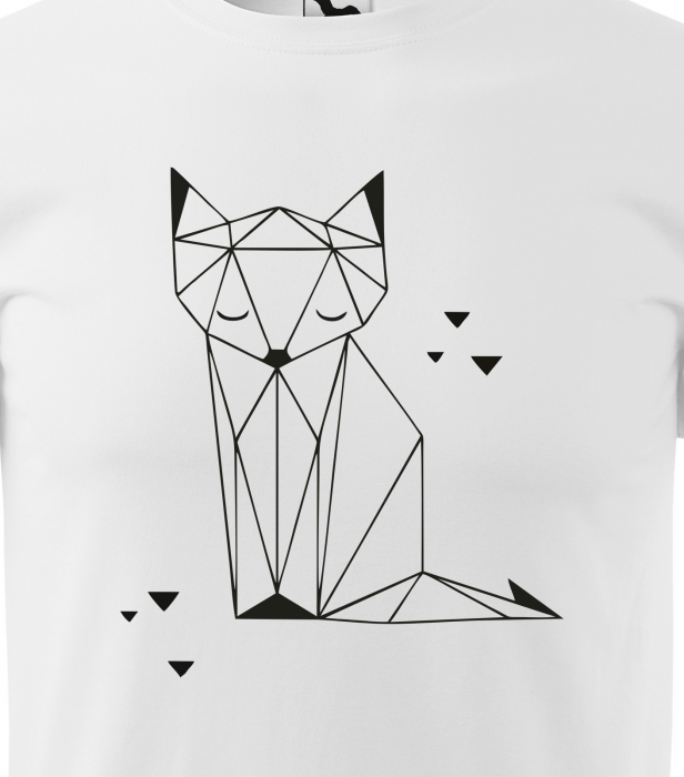 Tricou alb/negru cu mesaj, Cat Drawing [2]
