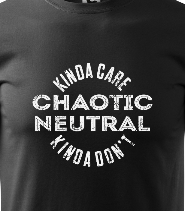 Tricou alb/negru cu mesaj, Chaotic Neutral [2]