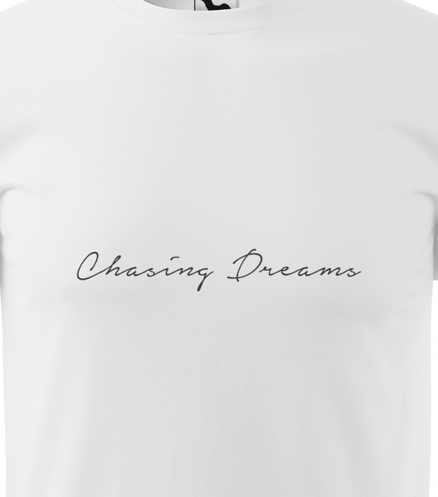 Tricou alb/negru cu mesaj, Chasing Dreams [2]