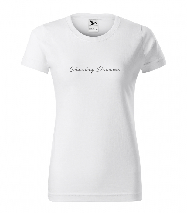 Tricou alb/negru cu mesaj, Chasing Dreams [1]