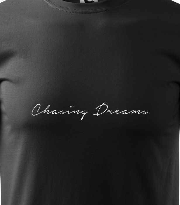 Tricou alb/negru cu mesaj, Chasing Dreams [2]