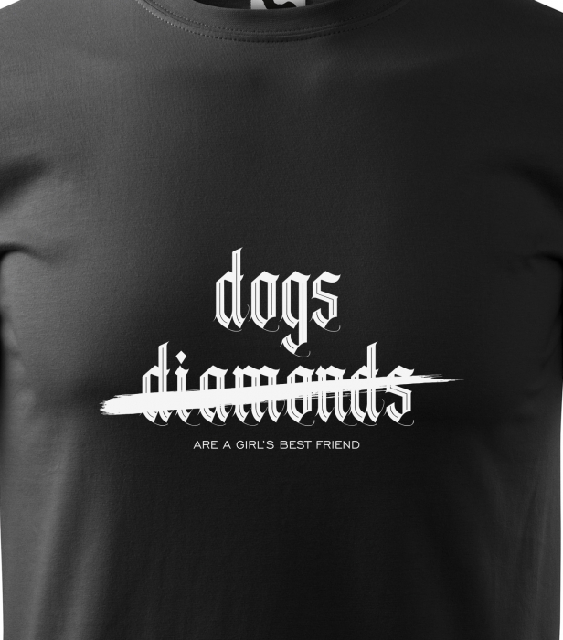 Tricou alb/negru cu mesaj, Dogs or Diamonds [2]