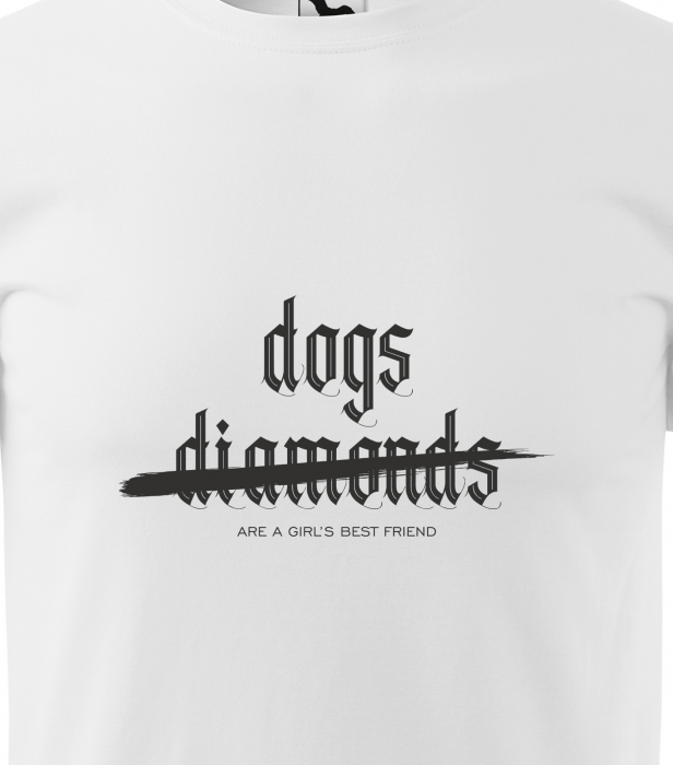 Tricou alb/negru cu mesaj, Dogs or Diamonds [2]
