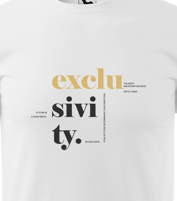 Tricou alb/negru cu mesaj, Exclusivity [2]