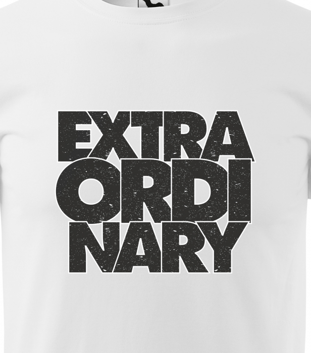Tricou alb/negru cu mesaj, Extraordinary [2]