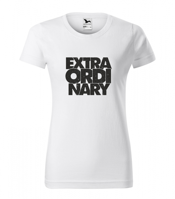 Tricou alb/negru cu mesaj, Extraordinary [1]