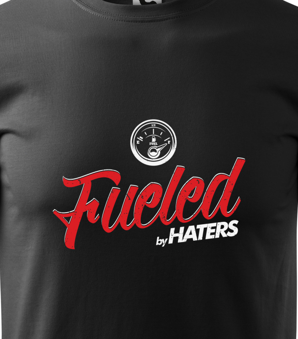 Tricou alb/negru cu mesaj, Fueled by Haters [2]