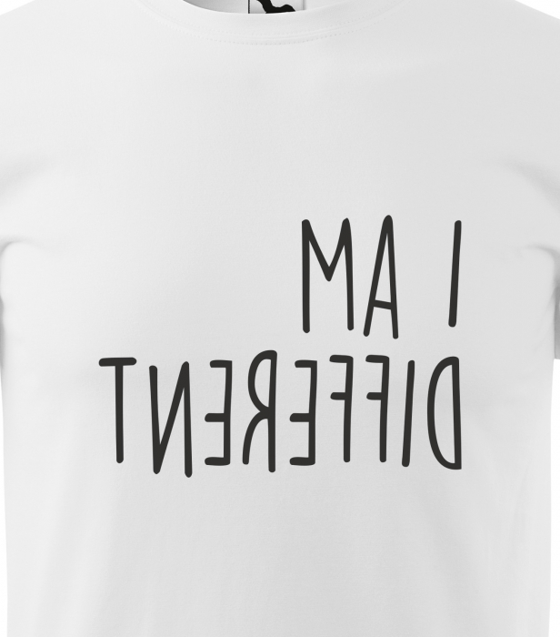 Tricou alb/negru cu mesaj, I Am Different [2]