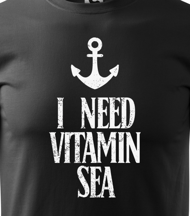 Tricou alb/negru cu mesaj, I Need Vitamin Sea [2]