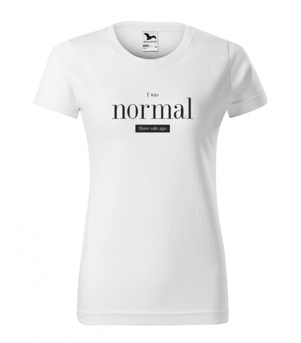 Tricou alb/negru cu mesaj, I Was Normal Three Cats Ago [1]