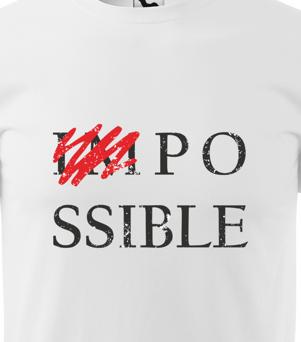 Tricou alb/negru cu mesaj, IM-Possible [2]