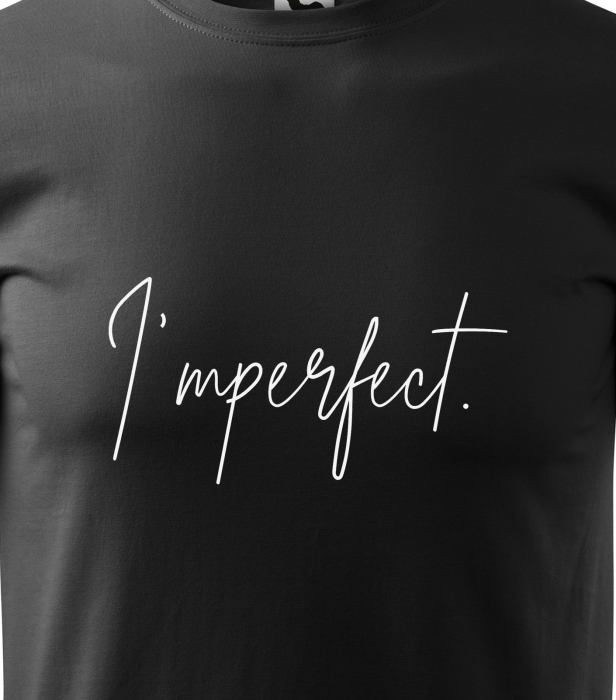 Tricou alb/negru cu mesaj, Imperfect [2]