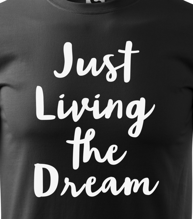 Tricou alb/negru cu mesaj, Just Living The Dream [2]