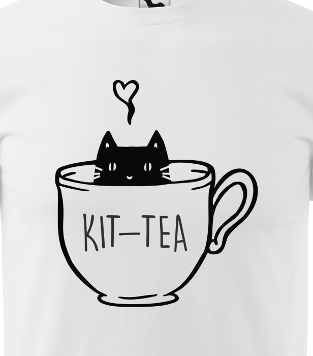 Tricou alb/negru cu mesaj, Kit-Tea [2]