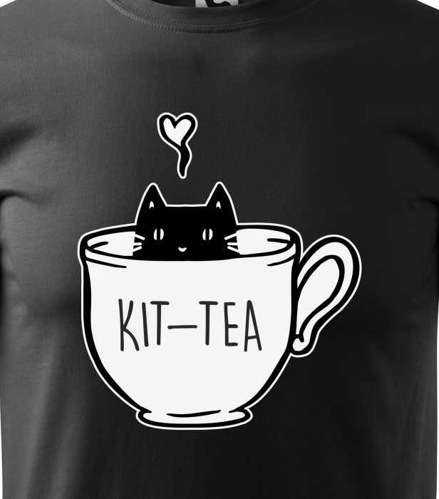 Tricou alb/negru cu mesaj, Kit-Tea [2]