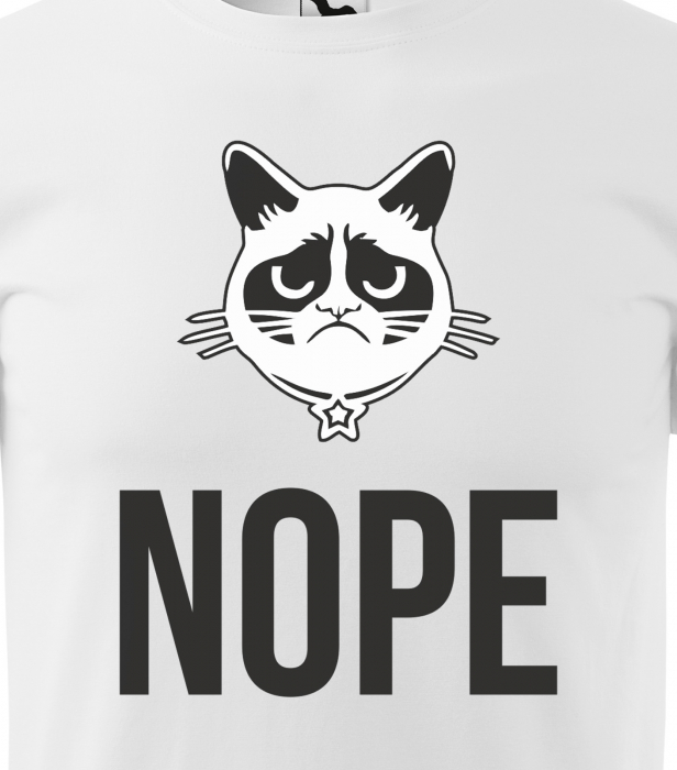 Tricou alb/negru cu mesaj, Kitty Nope [2]