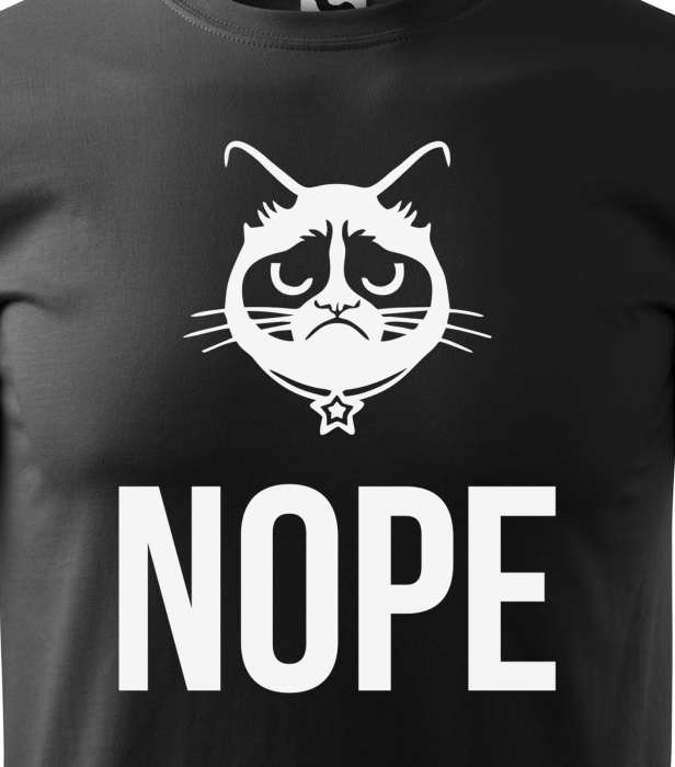 Tricou alb/negru cu mesaj, Kitty Nope [2]