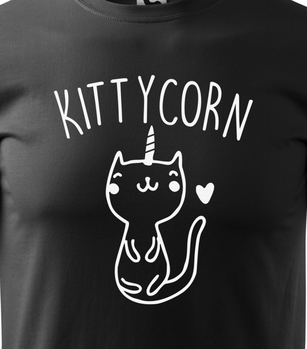 Tricou alb/negru cu mesaj, KittyCorn [2]