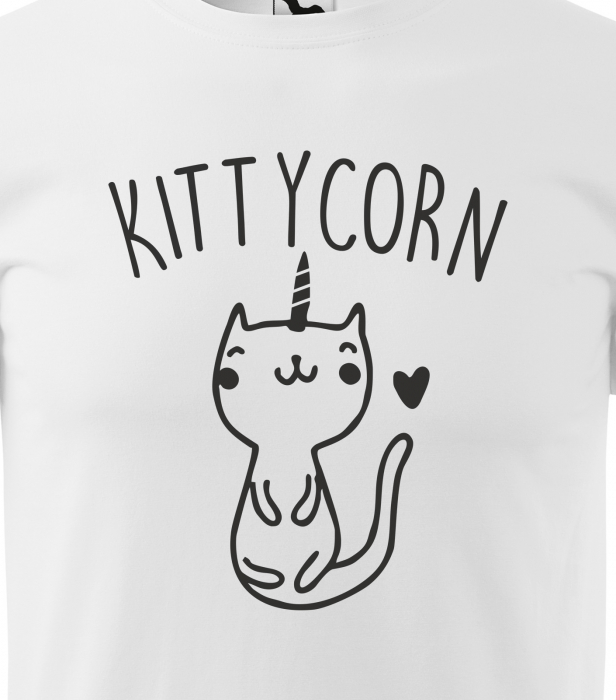Tricou alb/negru cu mesaj, KittyCorn [2]