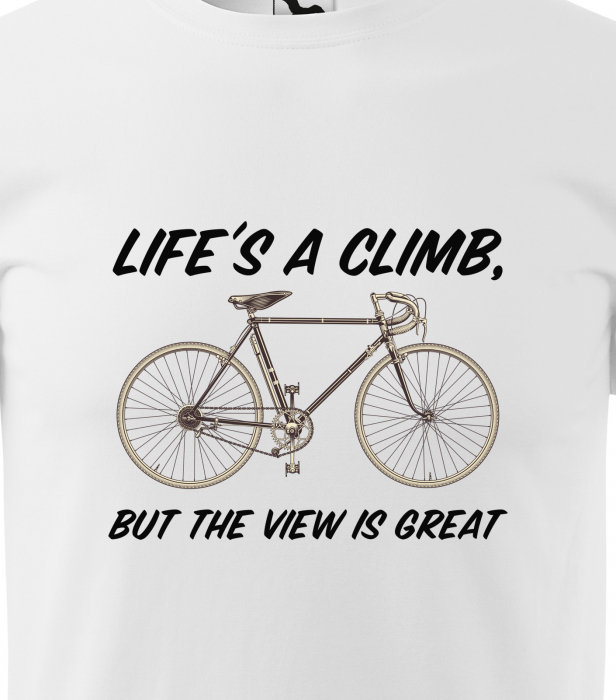 Tricou alb/negru cu mesaj, Life is a Climb With a View [2]