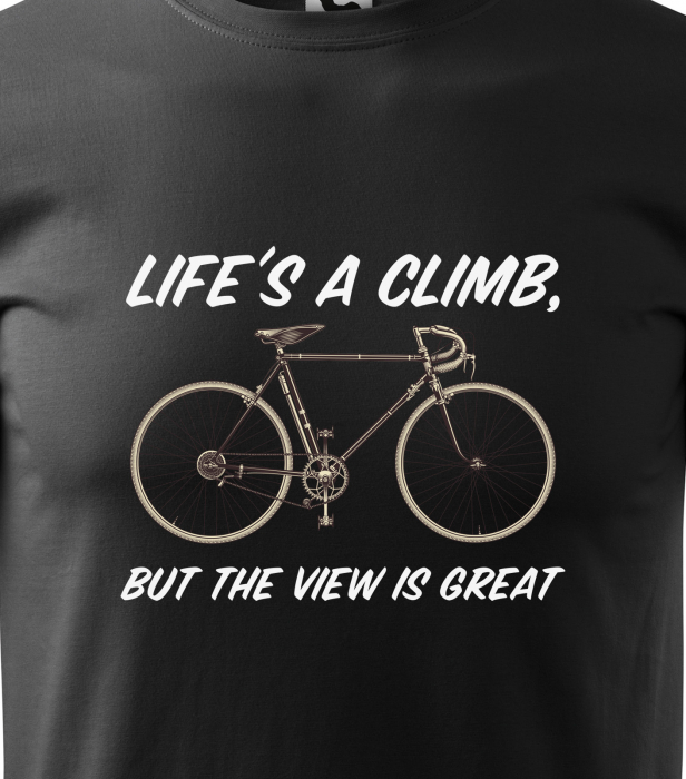 Tricou alb/negru cu mesaj, Life is a Climb With a View [2]