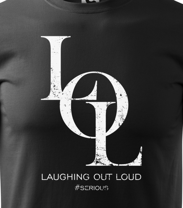 Tricou alb/negru cu mesaj, LOL Laughing Out Loud [2]