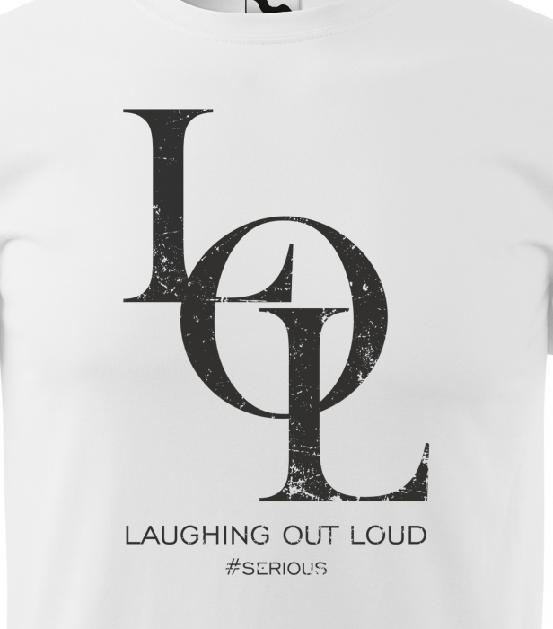 Tricou alb/negru cu mesaj, LOL Laughing Out Loud [2]